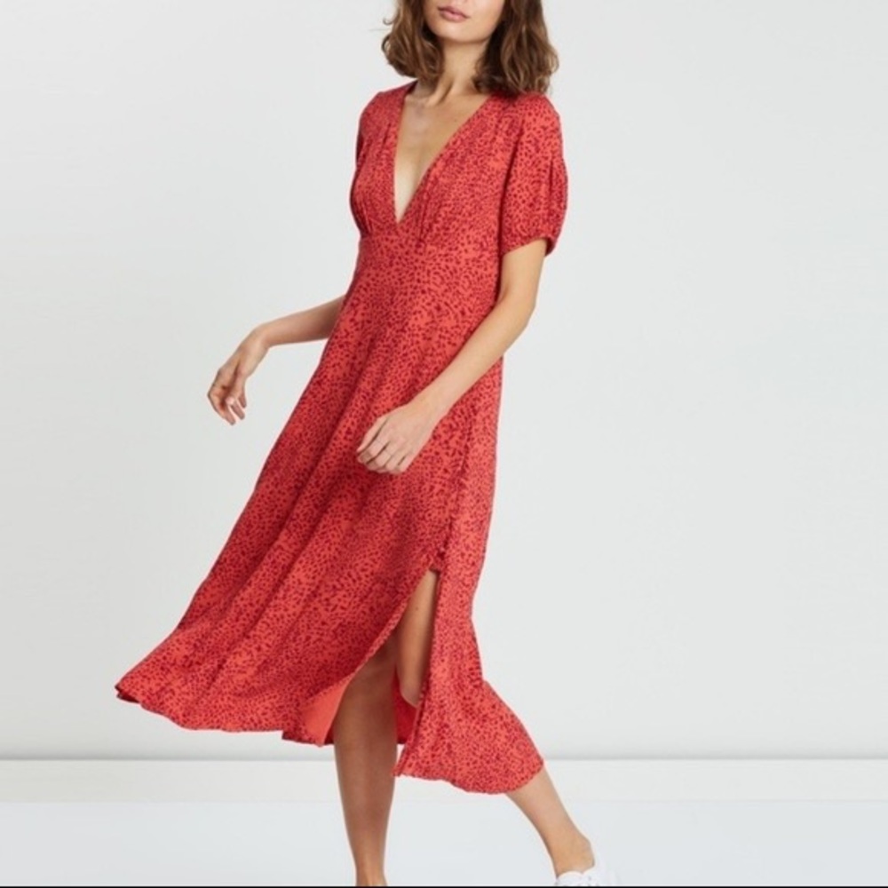 Free People Looking for love midi dress red